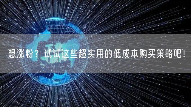 想涨粉？试试这些超实用的低成本购买策略吧！