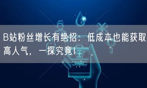 B站粉丝增长有绝招：低成本也能获取高人气，一探究竟！