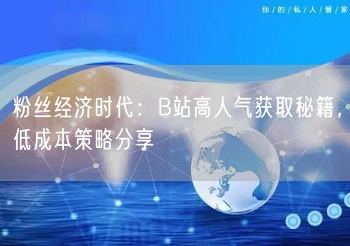 粉丝经济时代：B站高人气获取秘籍，低成本策略分享
