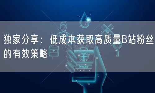 独家分享：低成本获取高质量B站粉丝的有效策略