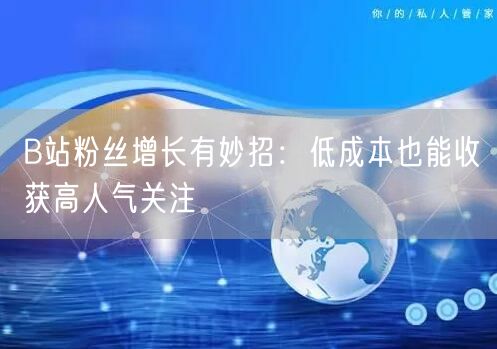 B站粉丝增长有妙招：低成本也能收获高人气关注