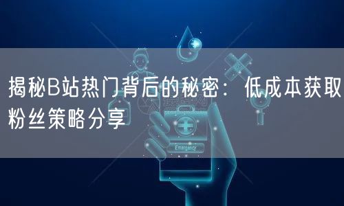 揭秘B站热门背后的秘密：低成本获取粉丝策略分享