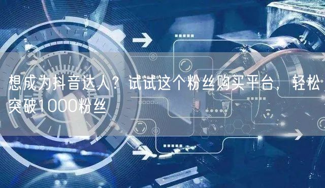 想成为抖音达人？试试这个粉丝购买平台，轻松突破1000粉丝