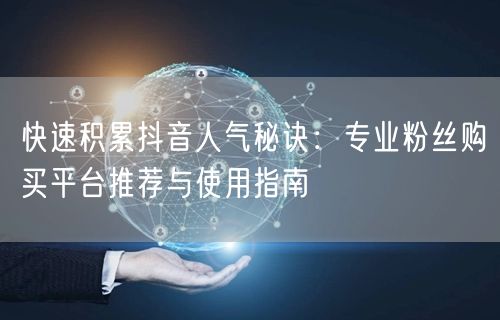 快速积累抖音人气秘诀：专业粉丝购买平台推荐与使用指南