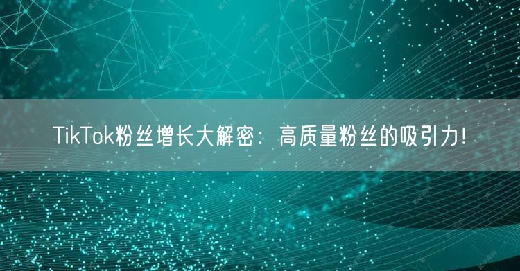 TikTok粉丝增长大解密：高质量粉丝的吸引力！