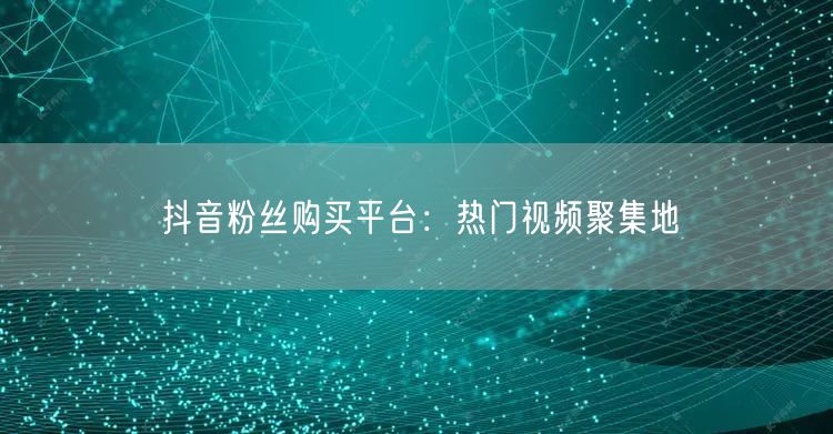 抖音粉丝购买平台：热门视频聚集地