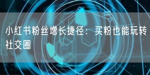 小红书粉丝增长捷径：买粉也能玩转社交圈