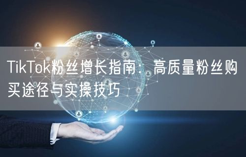 TikTok粉丝增长指南：高质量粉丝购买途径与实操技巧