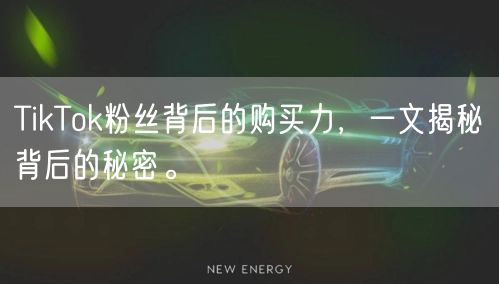 TikTok粉丝背后的购买力，一文揭秘背后的秘密。