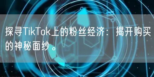 探寻TikTok上的粉丝经济：揭开购买的神秘面纱。