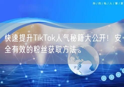 快速提升TikTok人气秘籍大公开！安全有效的粉丝获取方法。