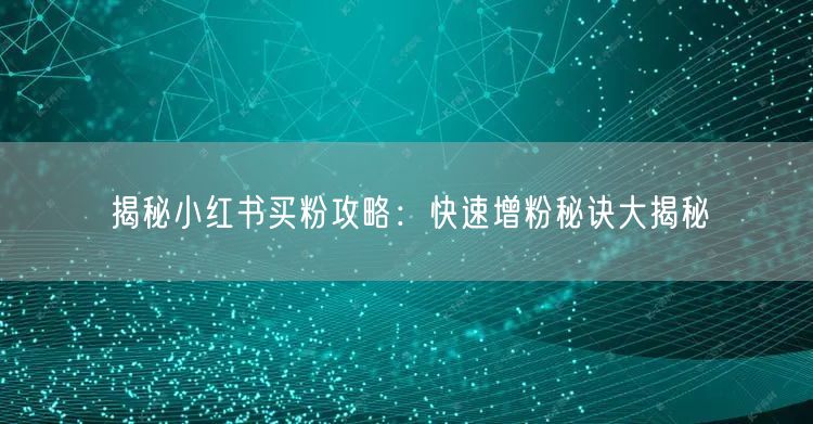 揭秘小红书买粉攻略：快速增粉秘诀大揭秘
