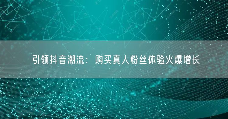 引领抖音潮流：购买真人粉丝体验火爆增长