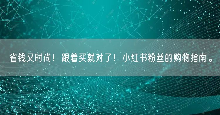 省钱又时尚！跟着买就对了！小红书粉丝的购物指南。