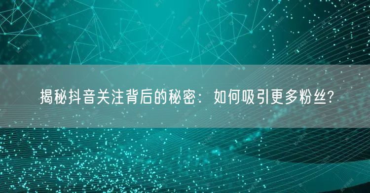 揭秘抖音关注背后的秘密：如何吸引更多粉丝?