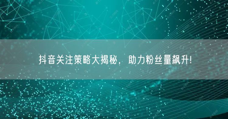 抖音关注策略大揭秘，助力粉丝量飙升!