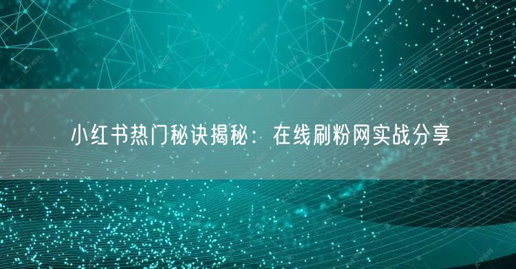 小红书热门秘诀揭秘：在线刷粉网实战分享