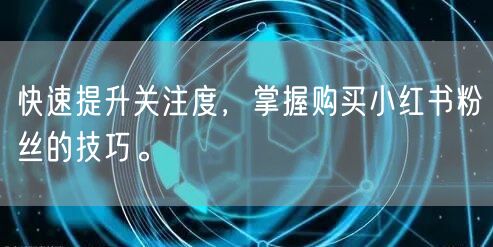 快速提升关注度，掌握购买小红书粉丝的技巧。