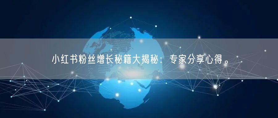 小红书粉丝增长秘籍大揭秘：专家分享心得。