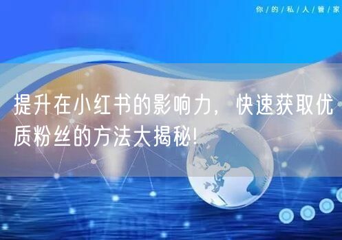提升在小红书的影响力，快速获取优质粉丝的方法大揭秘!